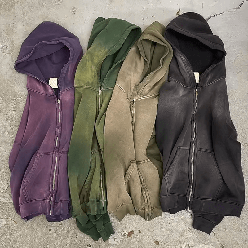 Wholesale Custom logo sun fade zip up Hoodies Manufacturer